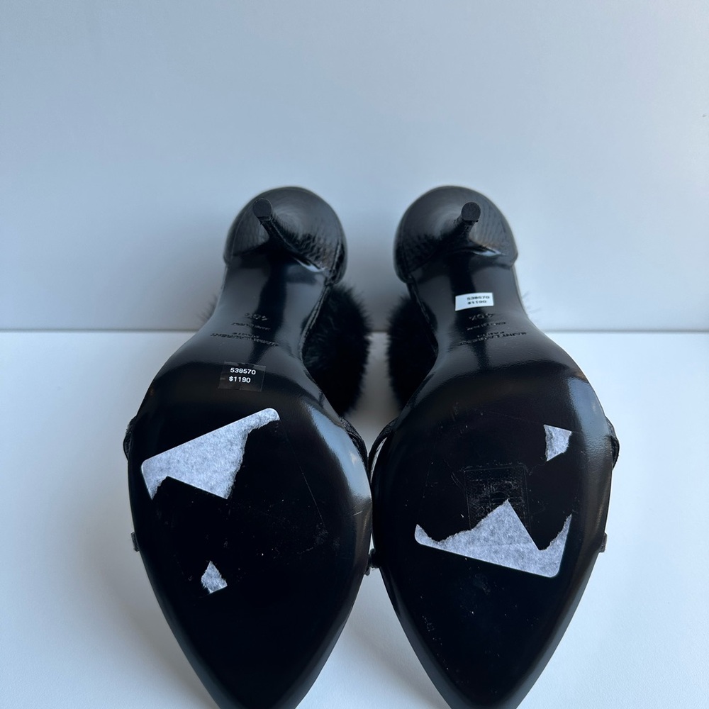 NEW!!!! SAINT LAURENT Gippy 110mm fur-trim sandals - Picture 3 of 12
